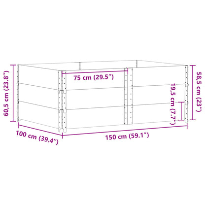 Pallet Collars 3 pcs Black 150x100 cm Solid Wood Pine