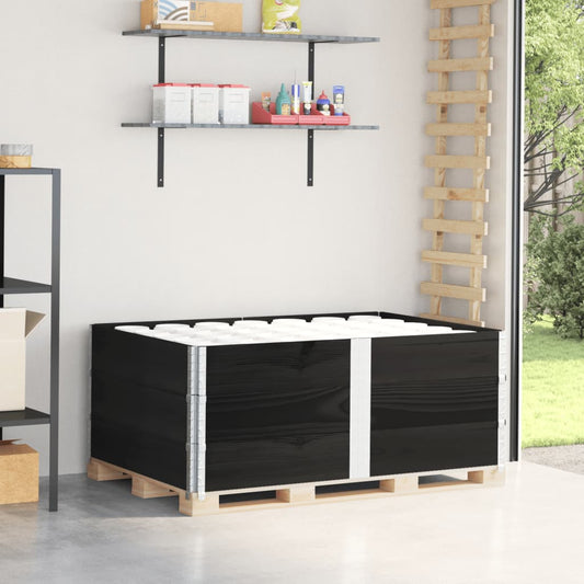 Pallet Collars 3 pcs Black 150x100 cm Solid Wood Pine