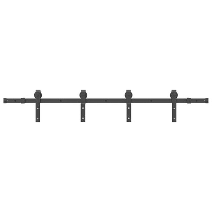 Sliding Door Hardware Kit 183 cm Steel Black