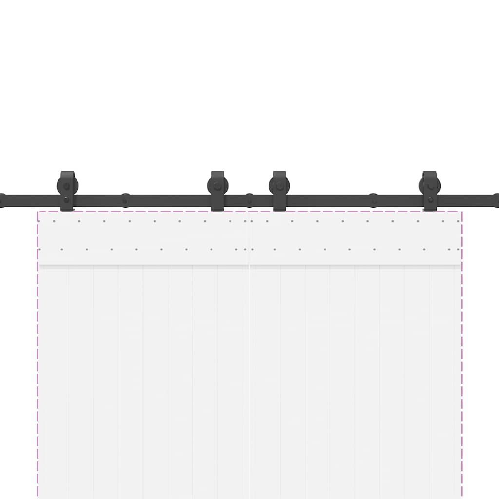 Sliding Door Hardware Kit 183 cm Steel Black