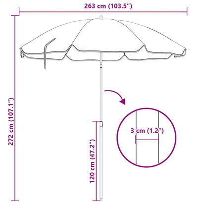 Beach Parasol Blue 263 x 263 x 272 cm Polyester and Metal