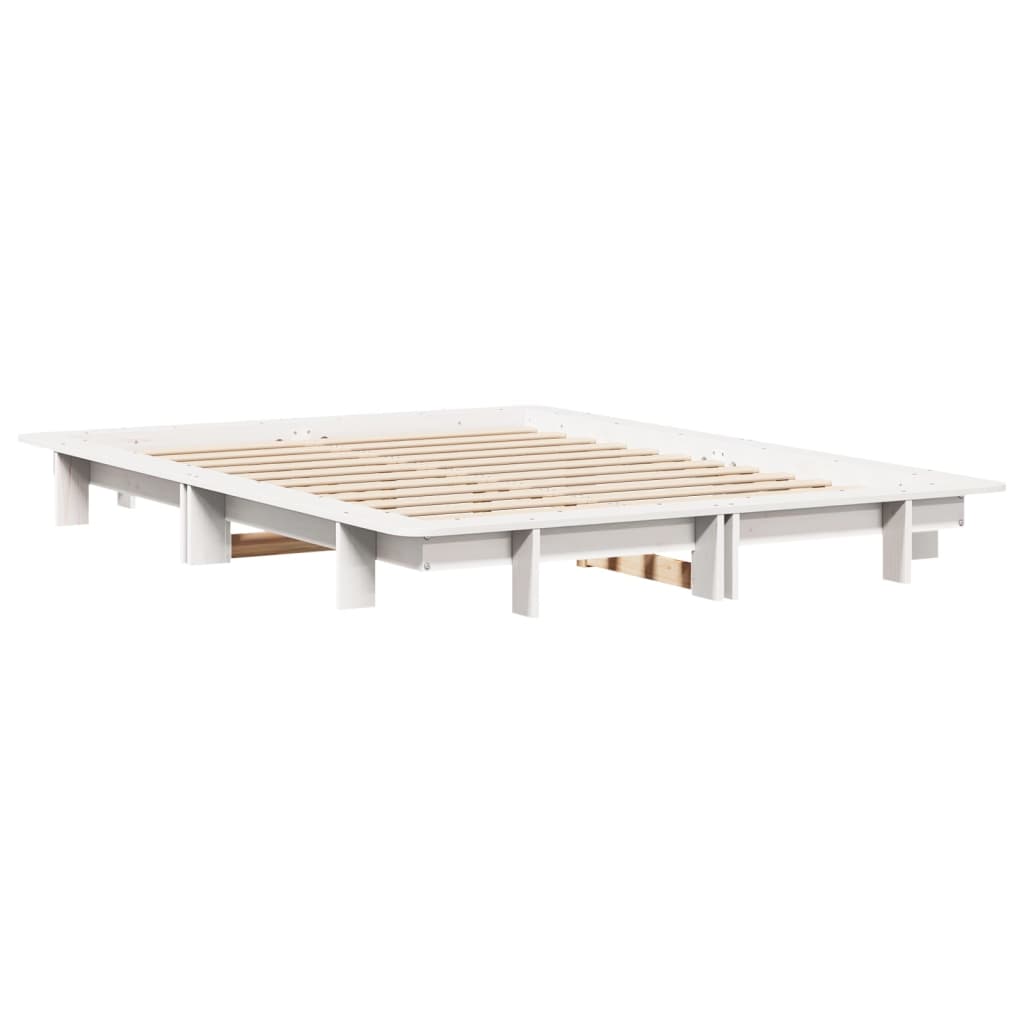 Bed Frame without Mattress White 120x200 cm Solid Wood Pine