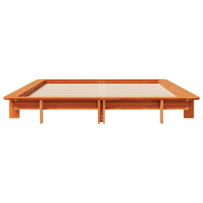 Bed Frame without Mattress Wax Brown 140x190 cm Solid Wood Pine