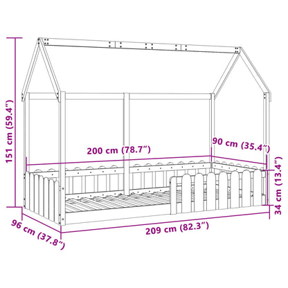Kids' House Bed Frame without Mattress White 90x200 cm