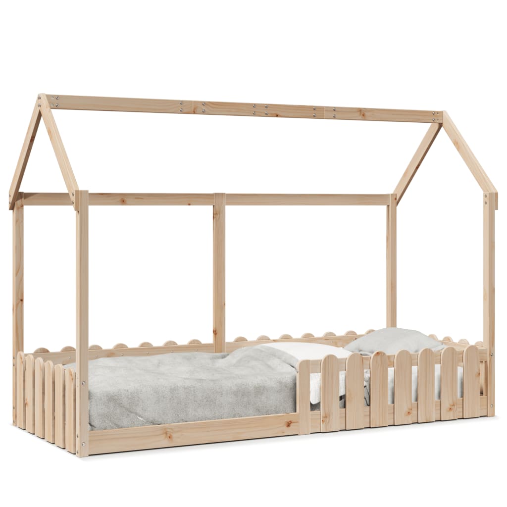 Kids' House Bed Frame without Mattress 80x200 cm Solid Wood Pine