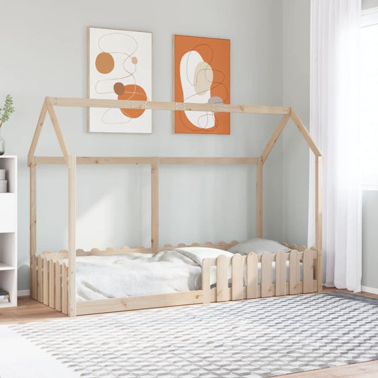 Kids' House Bed Frame without Mattress 80x200 cm Solid Wood Pine