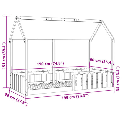 Kids' House Bed Frame without Mattress 90x190 cm Single Solid Wood Pine