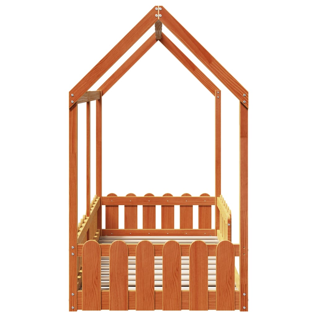 Kids' House Bed Frame without Mattress Wax Brown 80x160 cm