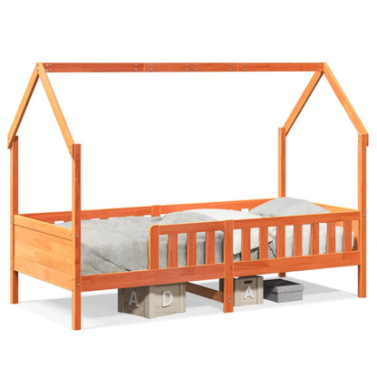 Kids' House Bed Frame without Mattress Wax Brown 80x200 cm Pine