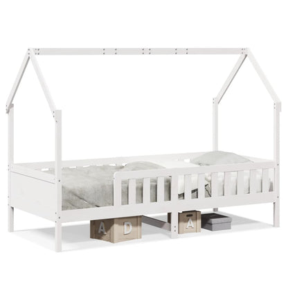 Kids' House Bed Frame without Mattress White 90x190 cm Single Pine