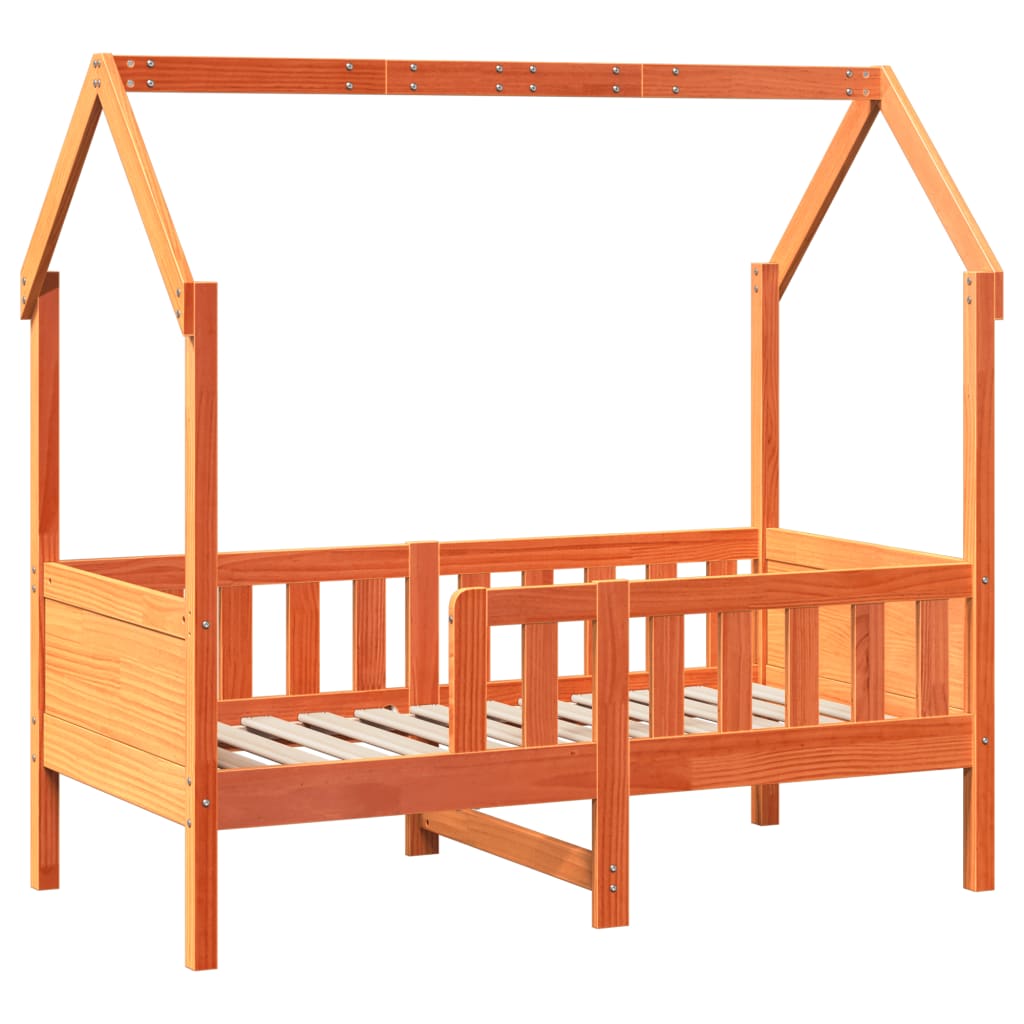 Kids' House Bed Frame without Mattress Wax Brown 80x160 cm Pine