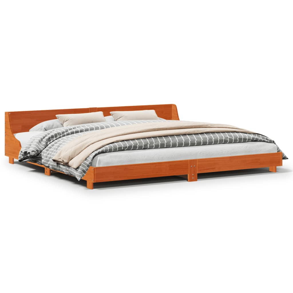 Bed Frame without Mattress Wax Brown 180x200 cm Super King Solid Wood Pine