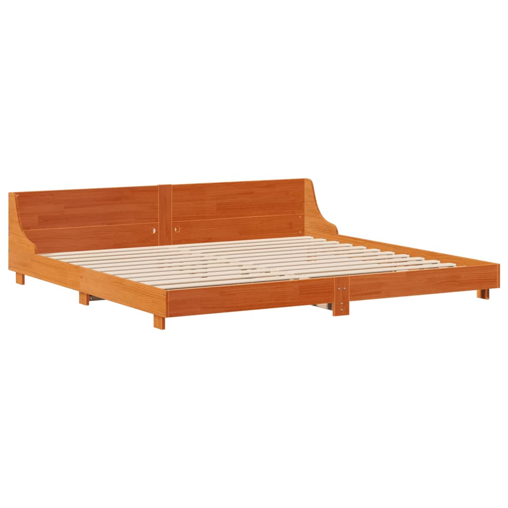 Bed Frame without Mattress Wax Brown 180x200 cm Super King Solid Wood Pine