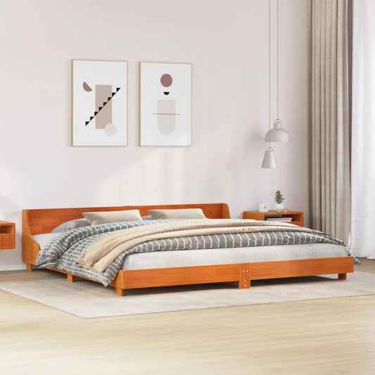 Bed Frame without Mattress Wax Brown 180x200 cm Super King Solid Wood Pine