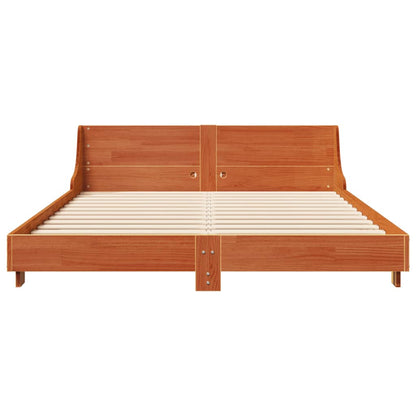 Bed Frame without Mattress Wax Brown 150x200 cm King Size Solid Wood Pine