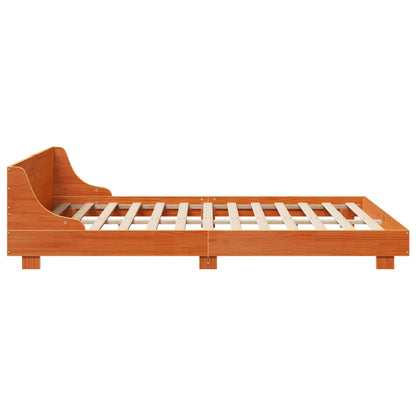 Bed Frame without Mattress Wax Brown 150x200 cm King Size Solid Wood Pine