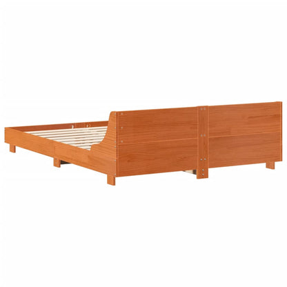 Bed Frame without Mattress Wax Brown 150x200 cm King Size Solid Wood Pine