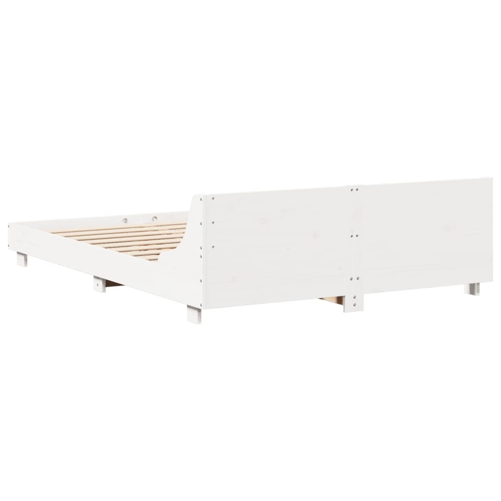 Bed Frame without Mattress White 135x190 cm Double Solid Wood Pine
