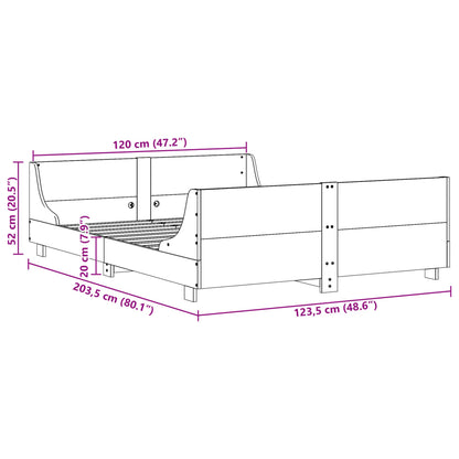 Bed Frame without Mattress White 120x200 cm Solid Wood Pine