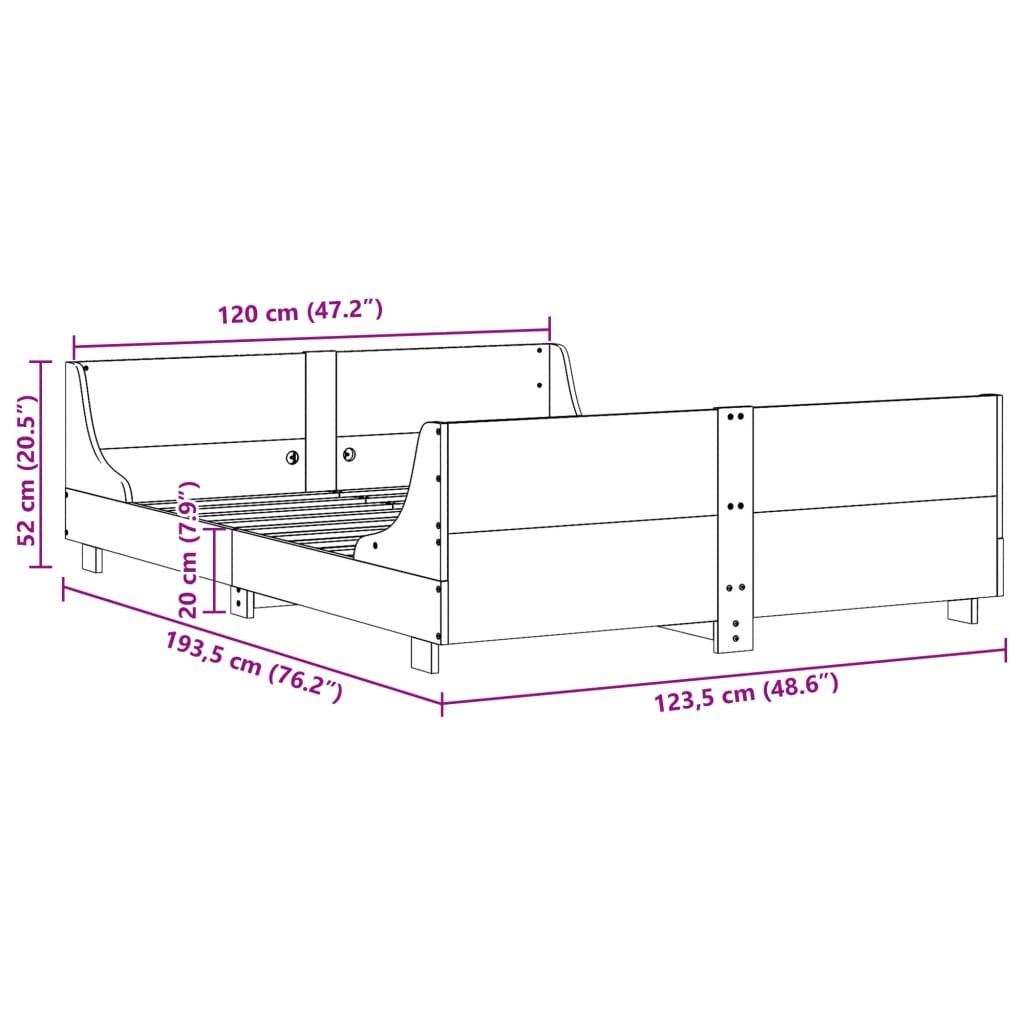 Bed Frame without Mattress White 120x190 cm Small Double Solid Wood Pine