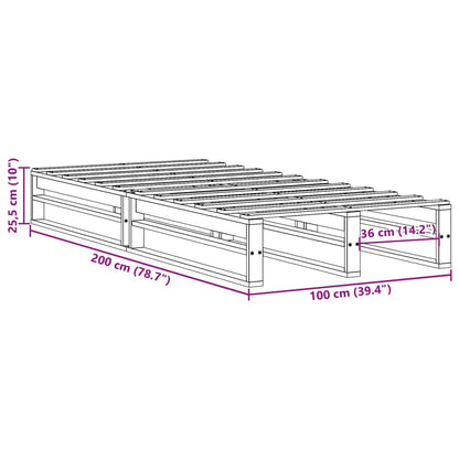 Bed Frame without Mattress 100x200 cm Solid Wood Pine