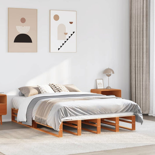 Bed Frame without Mattress Wax Brown 120x200 cm Solid Wood Pine