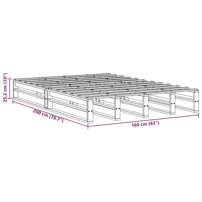 Bed Frame without Mattress Wax Brown 160x200 cm Solid Wood Pine