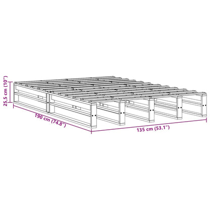 Bed Frame without Mattress White 135x190 cm Double Solid Wood Pine
