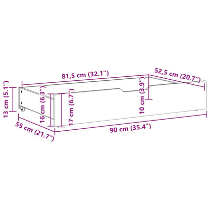 Under-Bed Drawers 2 pcs White 90x55x17 cm Solid Wood Pine
