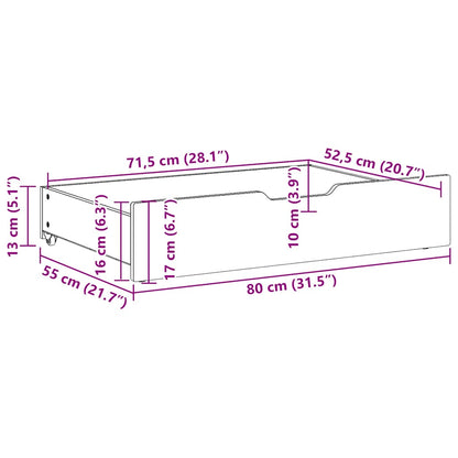 Under-Bed Drawers 2 pcs White 80x55x17 cm Solid Wood Pine