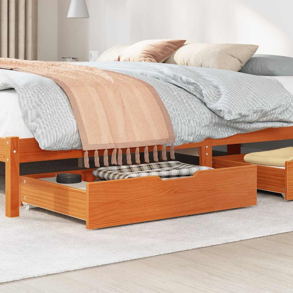 Under-Bed Drawers 2 pcs Wax Brown 80x55x17 cm Solid Wood Pine