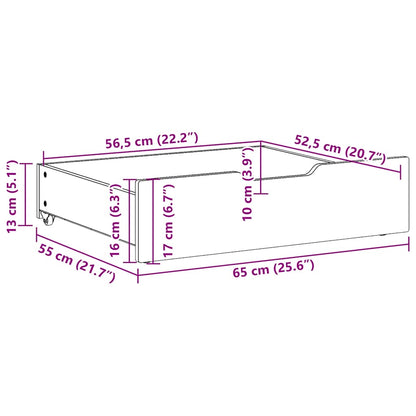 Under-Bed Drawers 2 pcs White 65x55x17 cm Solid Wood Pine