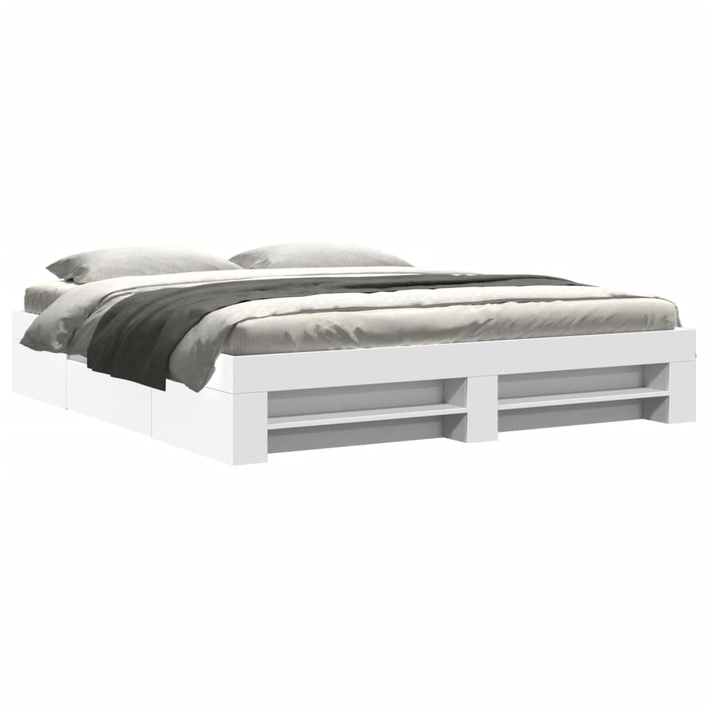 Bed Frame without Mattress White 200x200 cm Engineered Wood