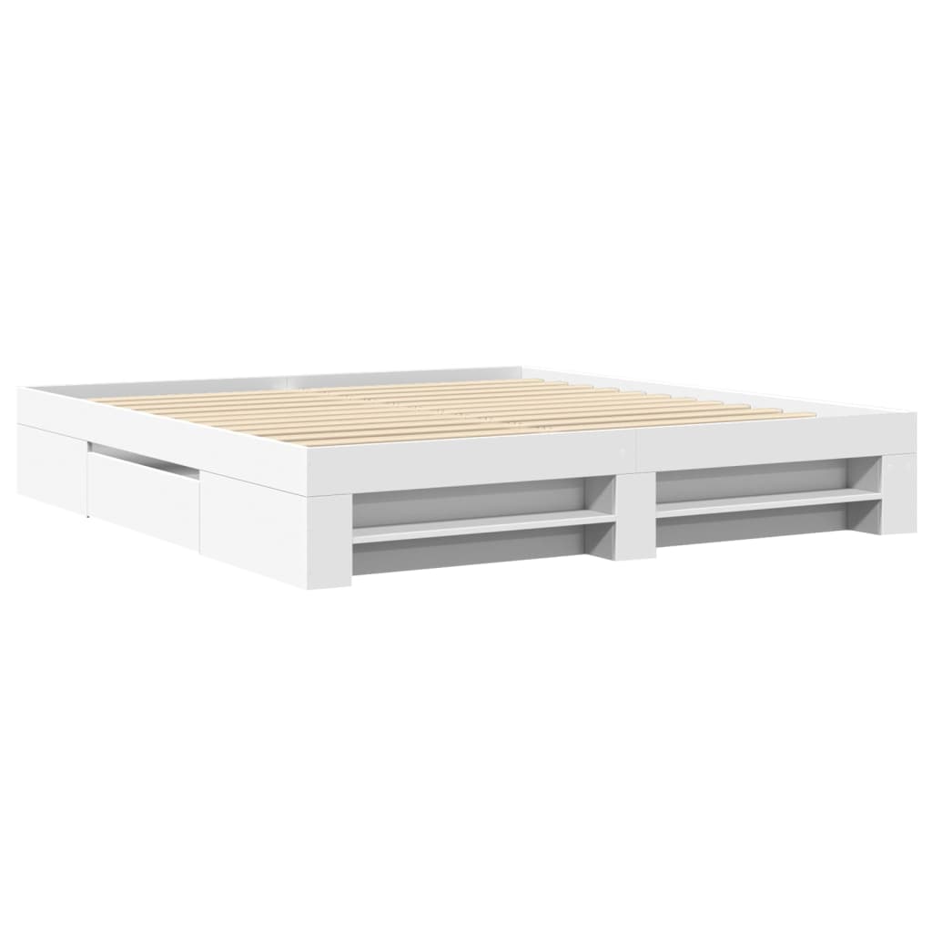 Bed Frame without Mattress White 200x200 cm Engineered Wood