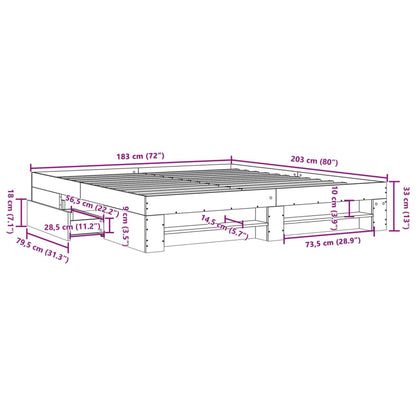 Bed Frame without Mattress Sonoma Oak 180x200 cm Super King Engineered Wood