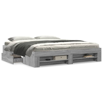 Bed Frame without Mattress Grey Sonoma 180x200 cm Super King Engineered Wood