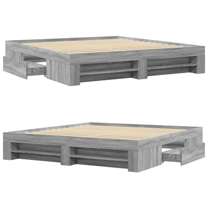 Bed Frame without Mattress Grey Sonoma 180x200 cm Super King Engineered Wood