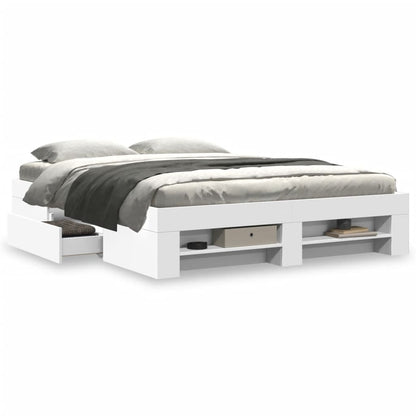 Bed Frame without Mattress White 160x200 cm Engineered Wood