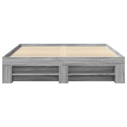 Bed Frame without Mattress Grey Sonoma 160x200 cm Engineered Wood