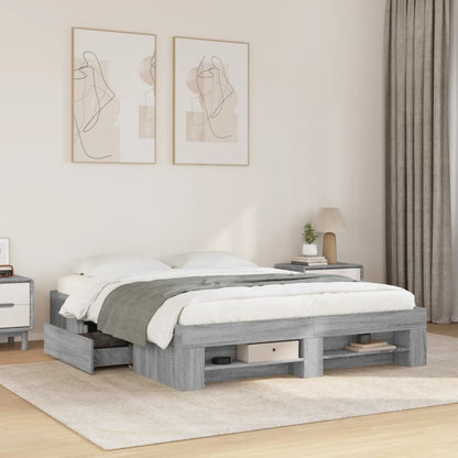 Bed Frame without Mattress Grey Sonoma 160x200 cm Engineered Wood