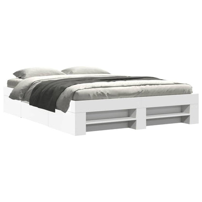 Bed Frame without Mattress White 150x200 cm King Size Engineered Wood