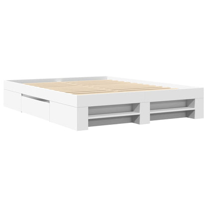Bed Frame without Mattress White 150x200 cm King Size Engineered Wood
