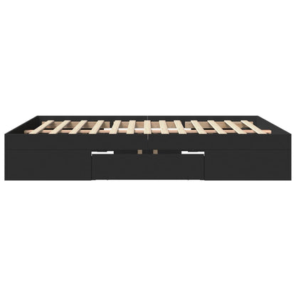 Bed Frame without Mattress Black 150x200 cm King Size Engineered Wood