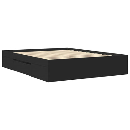 Bed Frame without Mattress Black 150x200 cm King Size Engineered Wood