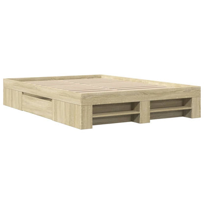 Bed Frame without Mattress Sonoma Oak 140x200 cm Engineered Wood
