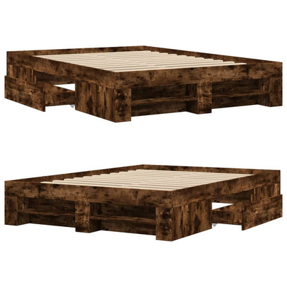 Bed Frame without Mattress Smoked Oak 120x200 cm Engineered Wood