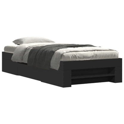 Bed Frame without Mattress Black 100x200 cm Engineered Wood
