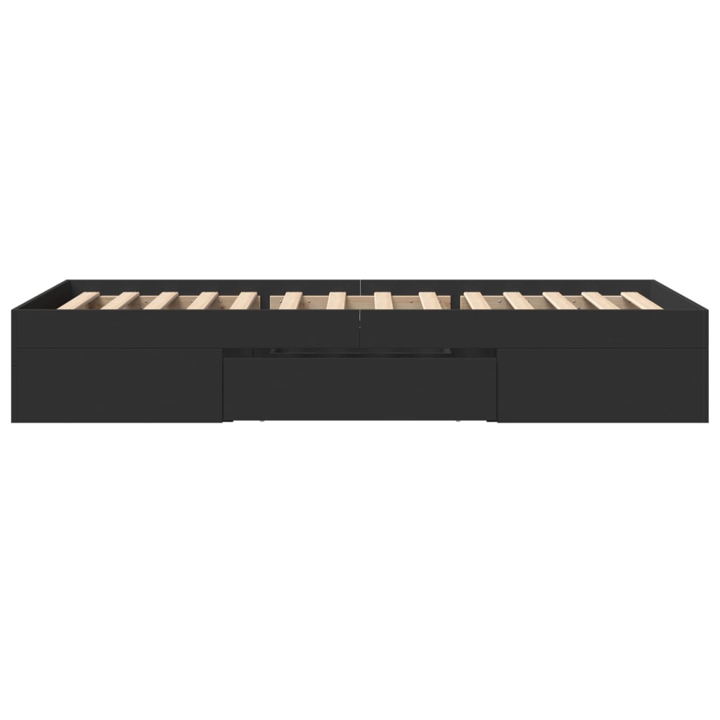 Bed Frame without Mattress Black 100x200 cm Engineered Wood