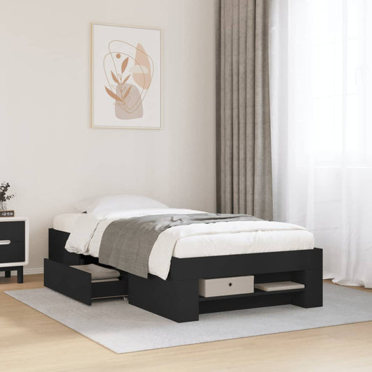 Bed Frame without Mattress Black 100x200 cm Engineered Wood