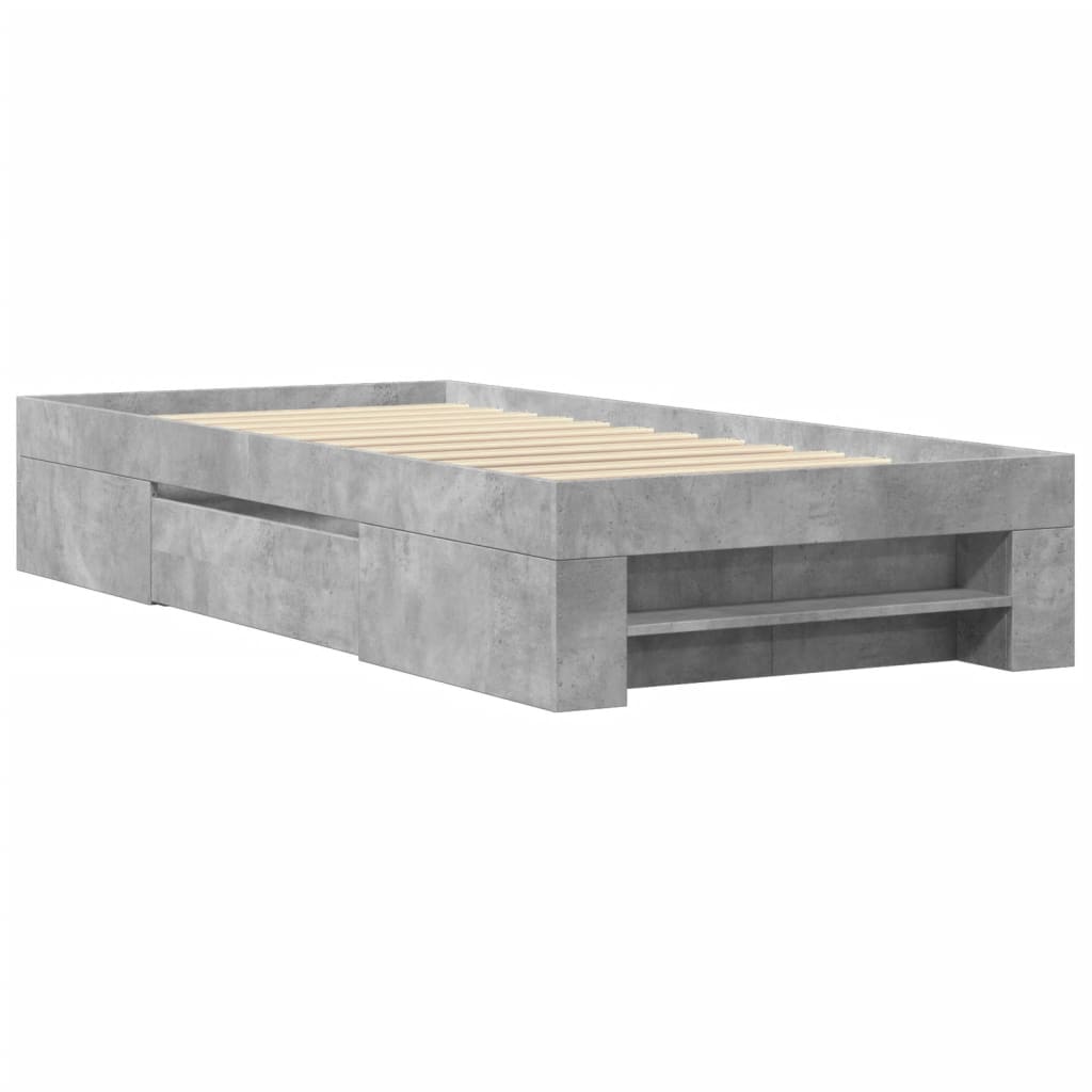 Bed Frame without Mattress Concrete Grey 100x200cm Engineered Wood